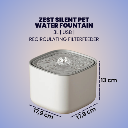 ZEST Silent Water Fountain: 3L USB Recirculating Filter | No-Mess Hydration Upgrade