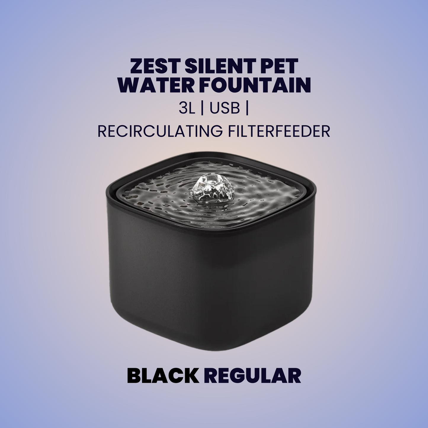 ZEST Silent Water Fountain: 3L USB Recirculating Filter | No-Mess Hydration Upgrade