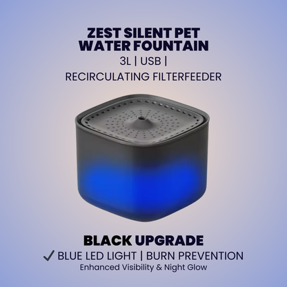 ZEST Silent Water Fountain: 3L USB Recirculating Filter | No-Mess Hydration Upgrade