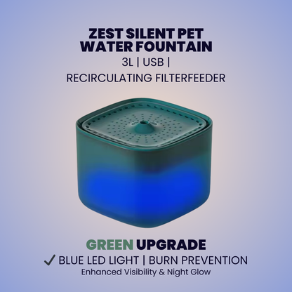 ZEST Silent Water Fountain: 3L USB Recirculating Filter | No-Mess Hydration Upgrade