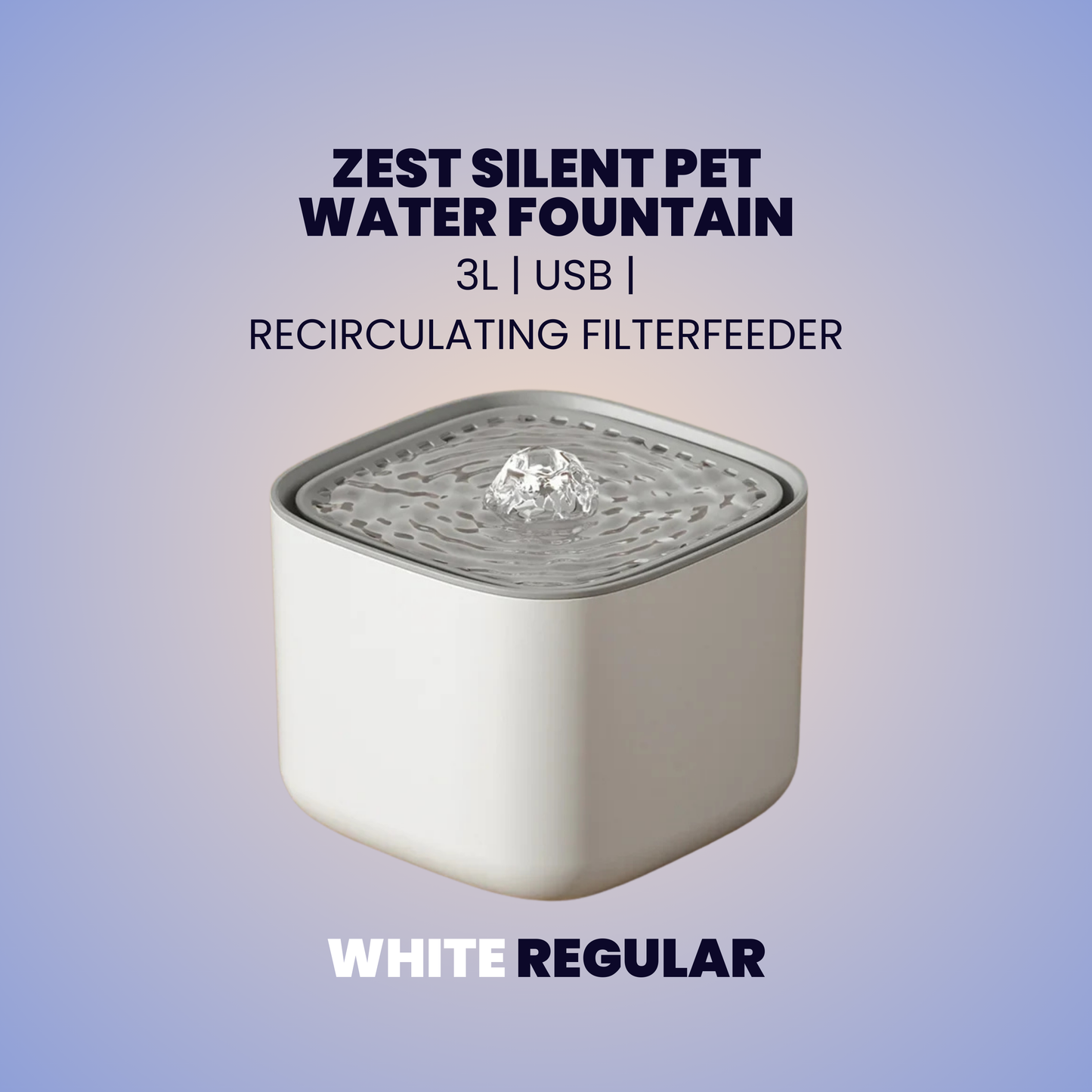 ZEST Silent Water Fountain: 3L USB Recirculating Filter | No-Mess Hydration Upgrade