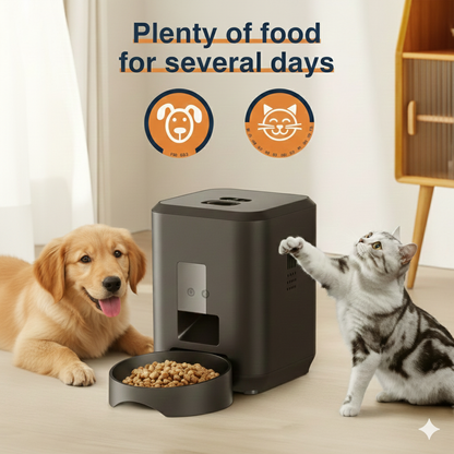 ZEST Smart Pet Food Dispenser: Remote Wi-Fi 2.4G Control, Dual Power Supply, Anti-Clog Design for Cats & Dogs