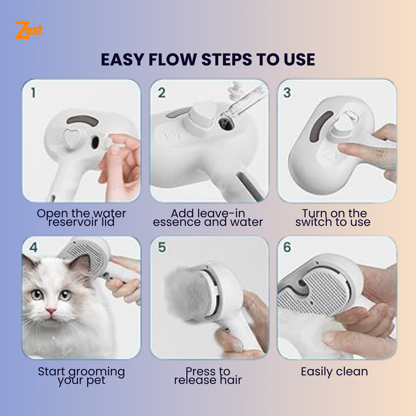 PurrMist™ Pro | 3-in-1 Steam Grooming Brush for Cats & Dogs