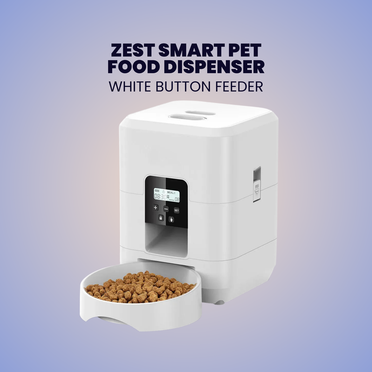 ZEST Smart Pet Food Dispenser: Remote Wi-Fi 2.4G Control, Dual Power Supply, Anti-Clog Design for Cats & Dogs